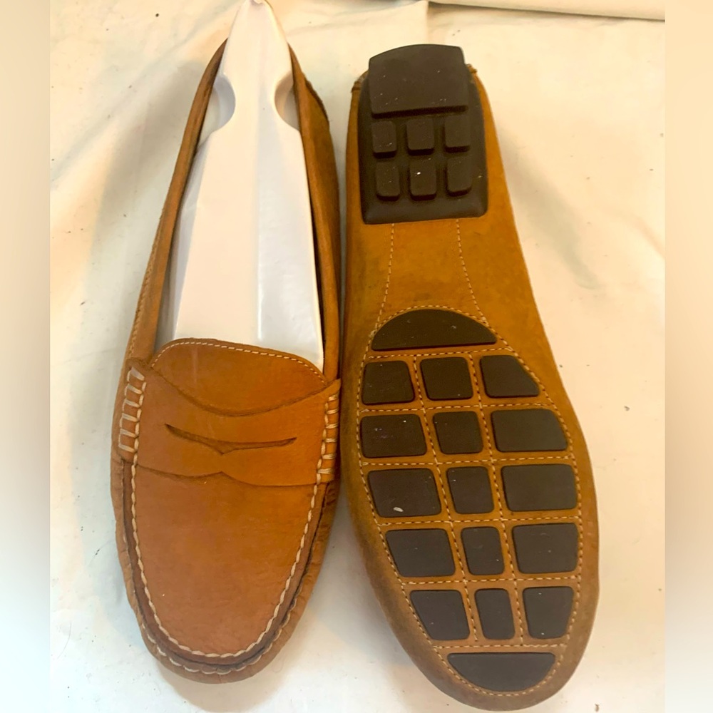 Ralph Lauren Lapis Brown Suede Leather Camila Loafer Driving Moccasin